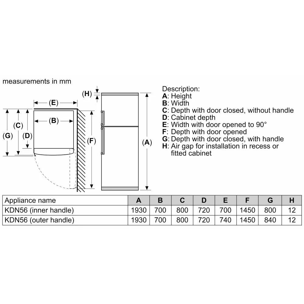 Bosch Series 4 Freestanding Fridge-Freezer with Freezer at Top 563L 193x70cm