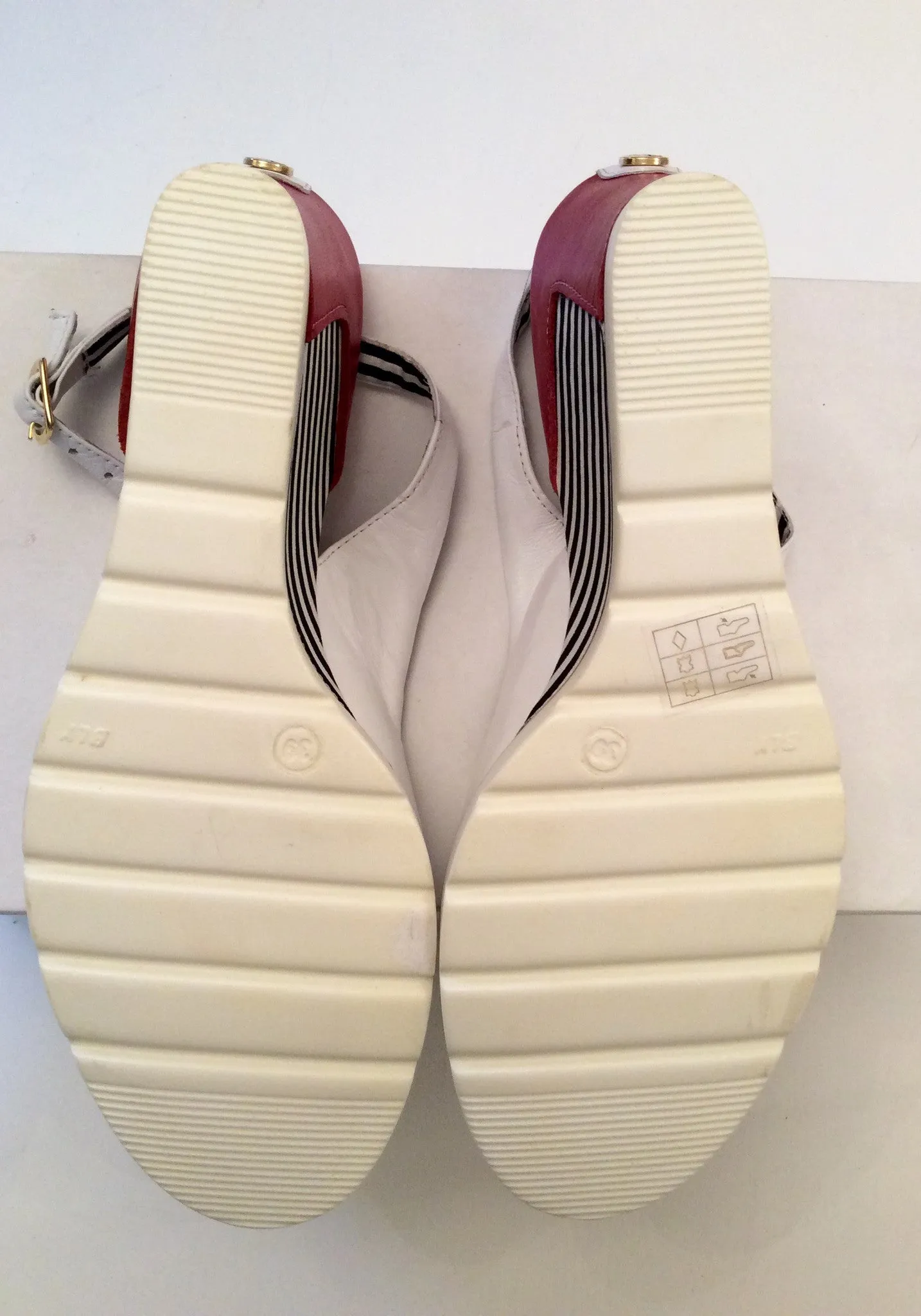 Brand New Pavacini By Pavers Red, White & Blue Wedge Heel Sandals Size 6/39
