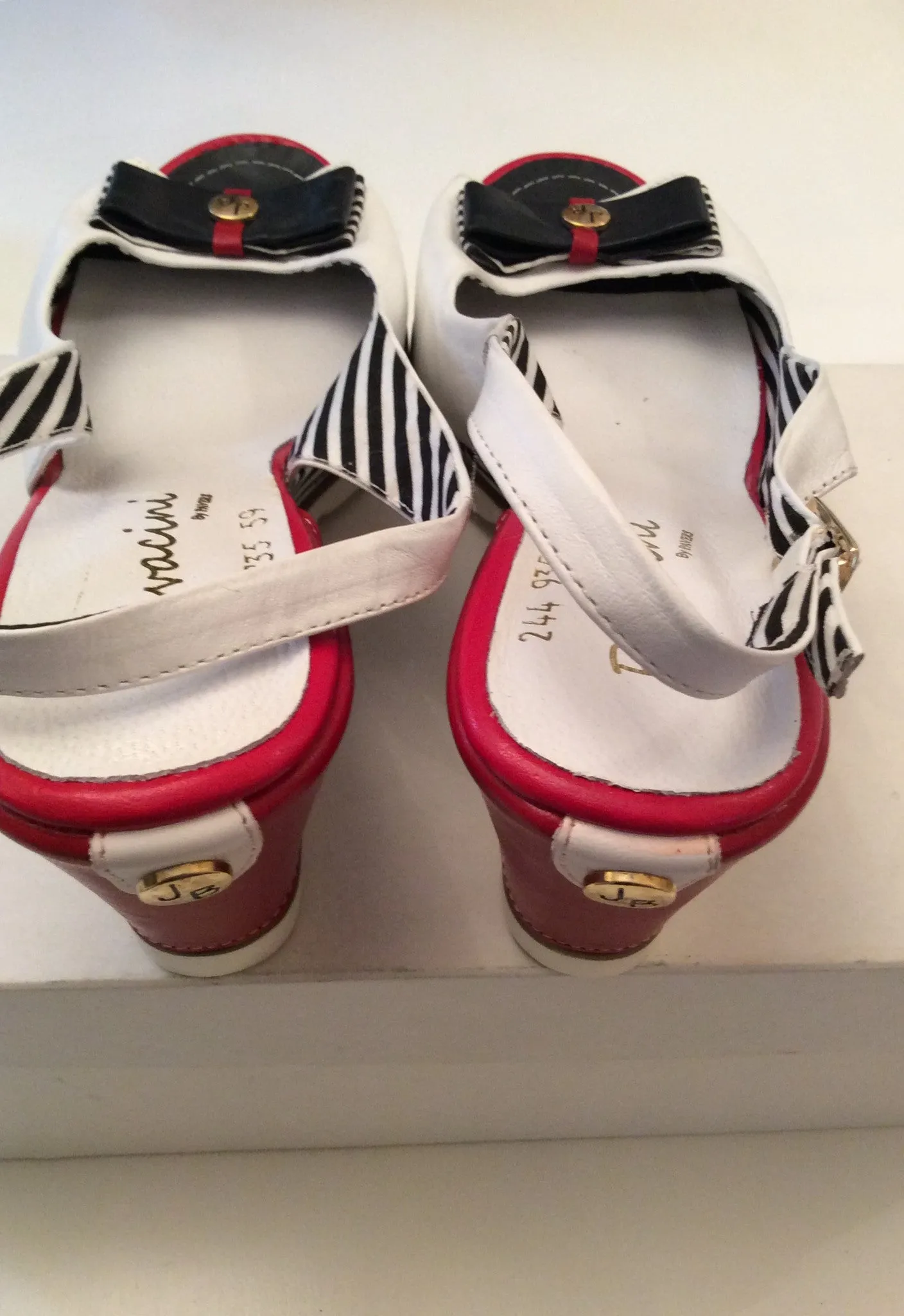 Brand New Pavacini By Pavers Red, White & Blue Wedge Heel Sandals Size 6/39