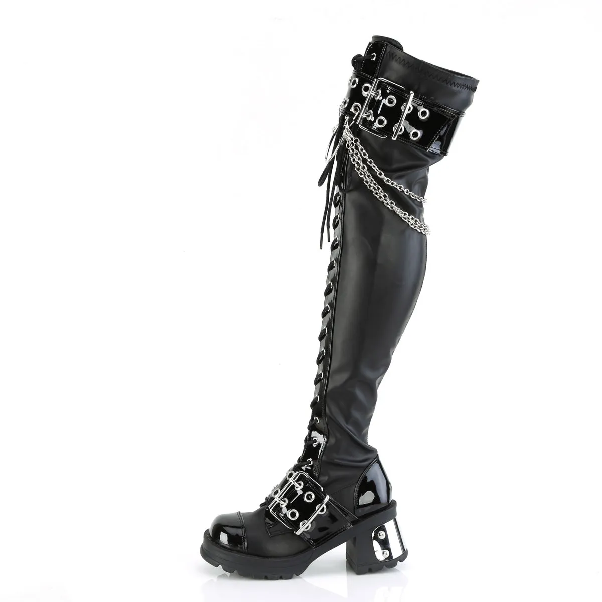 BRATTY-304 Demoniacult Alternative Footwear Lace Up Over-the-Knee Boots