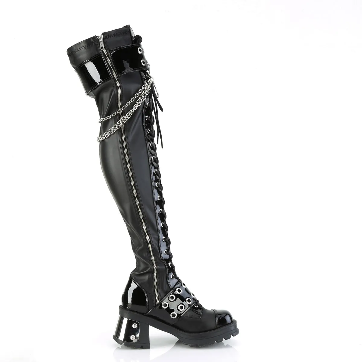 BRATTY-304 Demoniacult Alternative Footwear Lace Up Over-the-Knee Boots