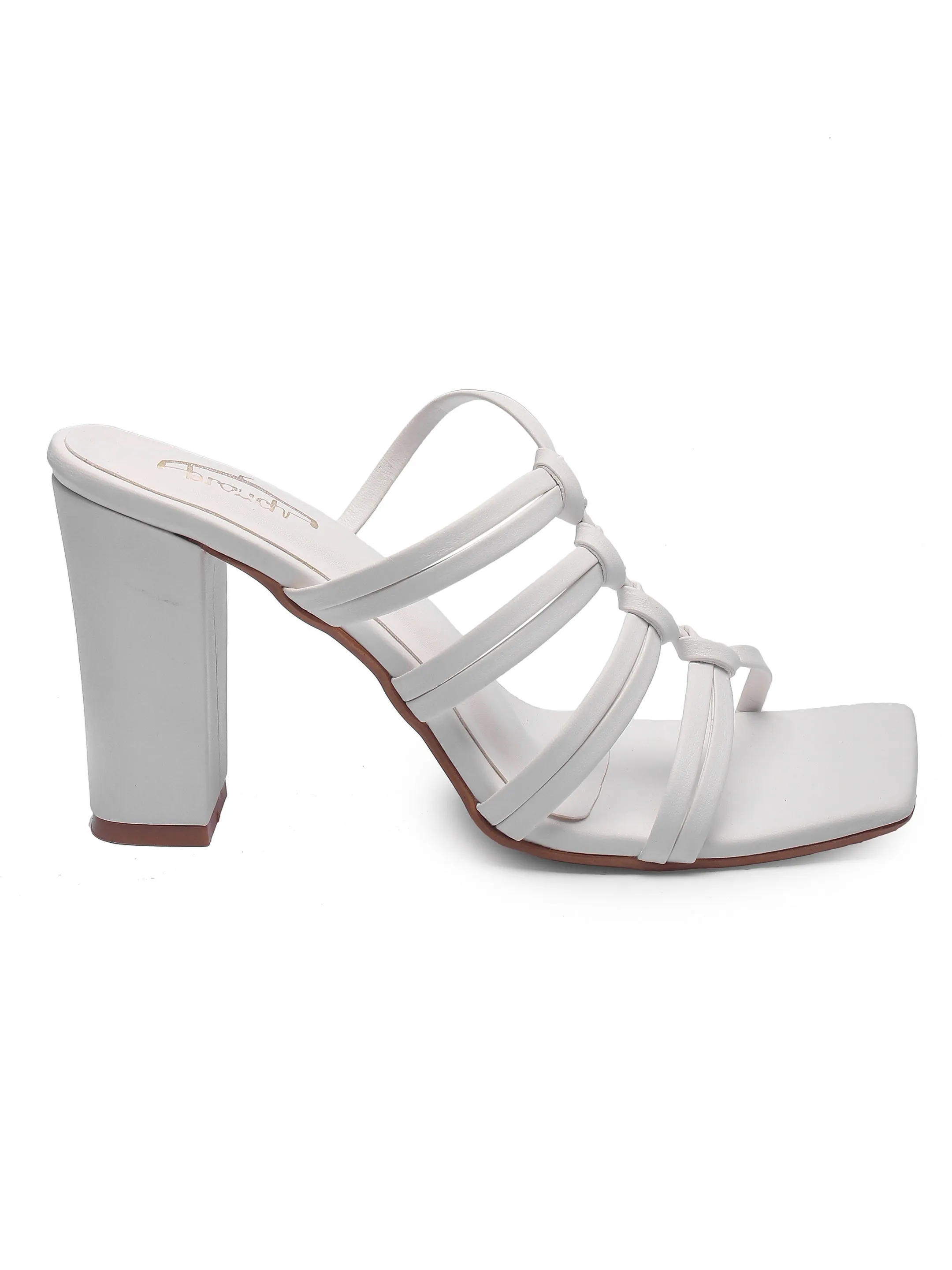 Brauch White Multistrap Knot heel
