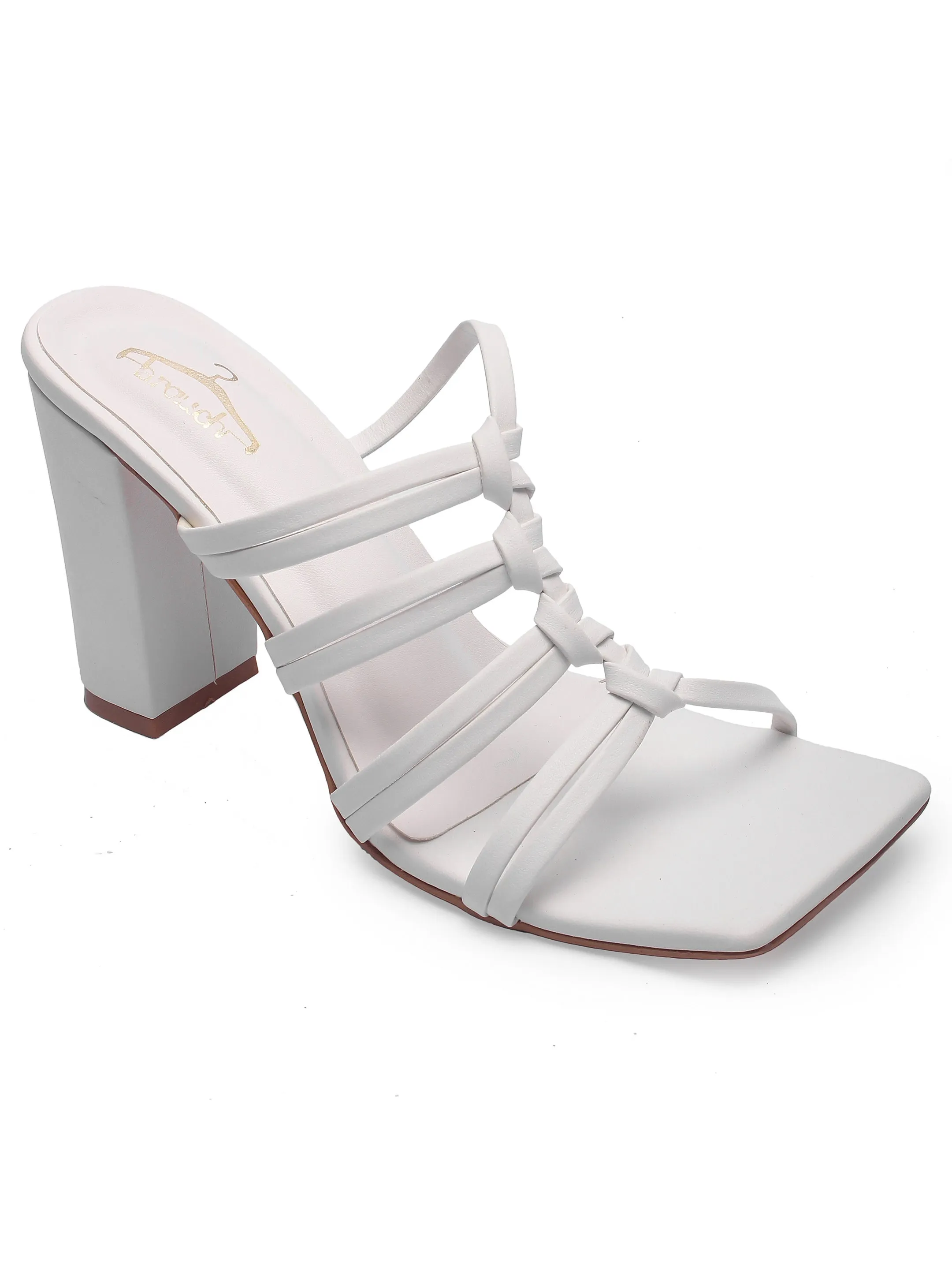 Brauch White Multistrap Knot heel