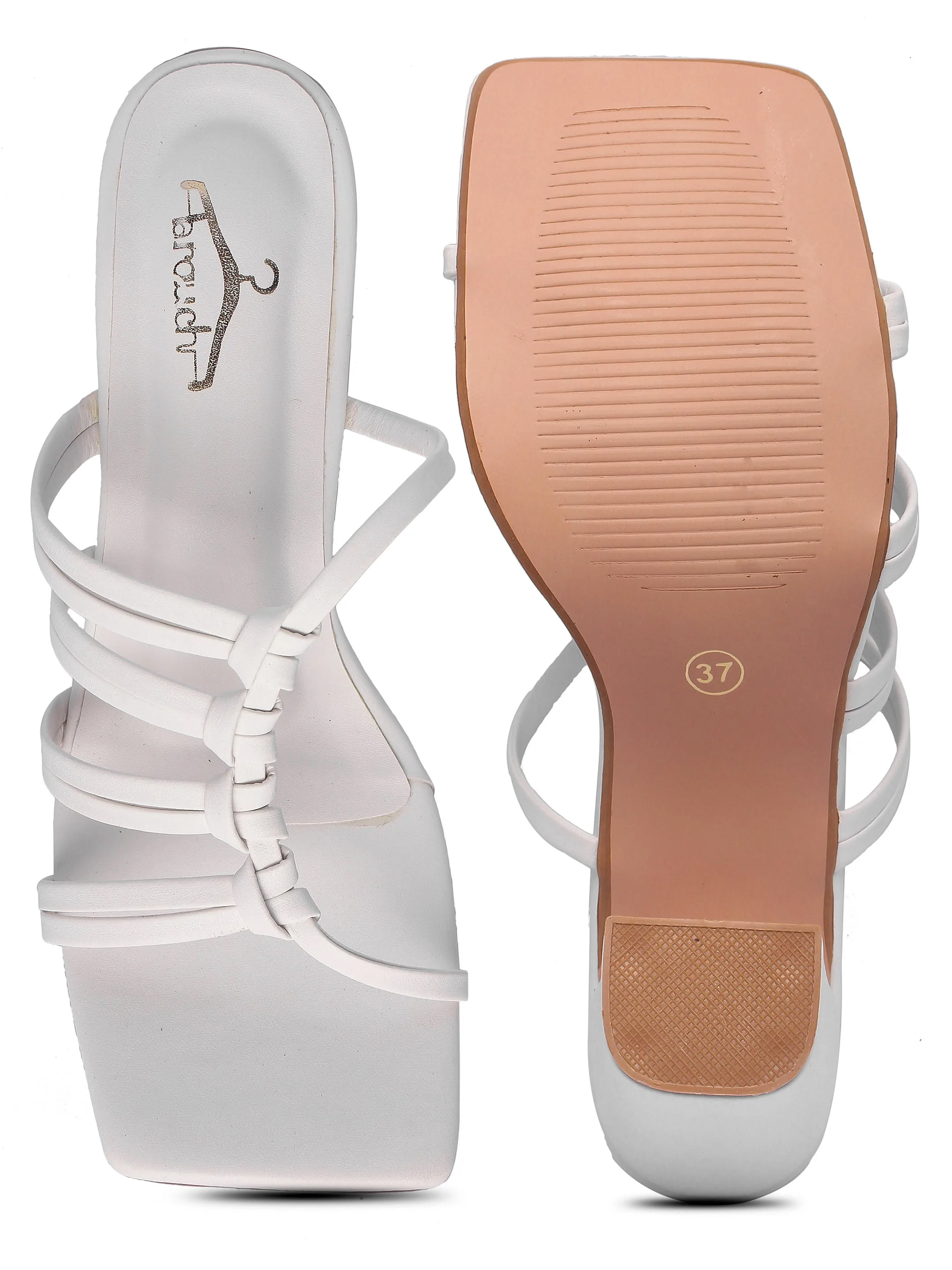 Brauch White Multistrap Knot heel