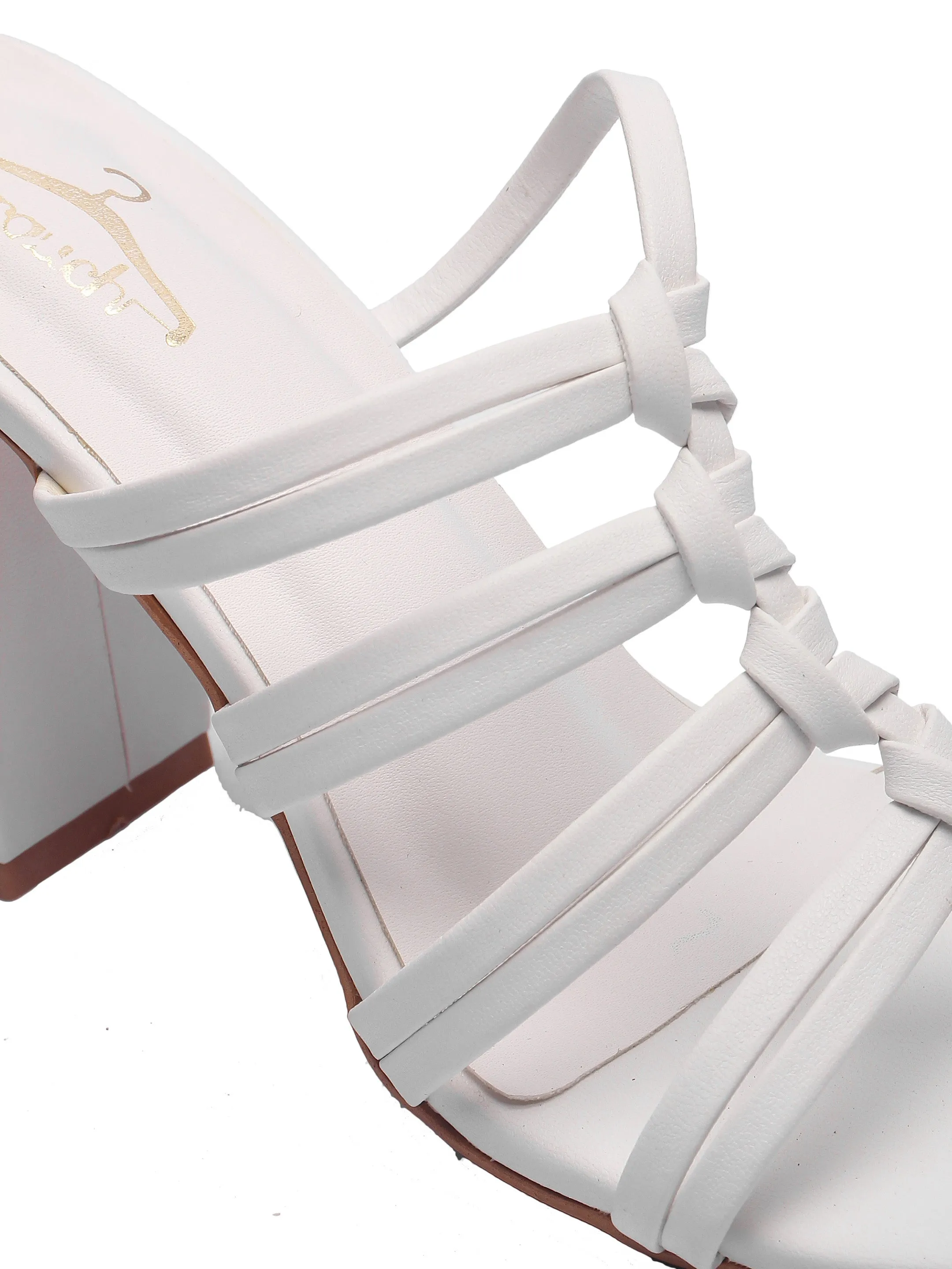 Brauch White Multistrap Knot heel