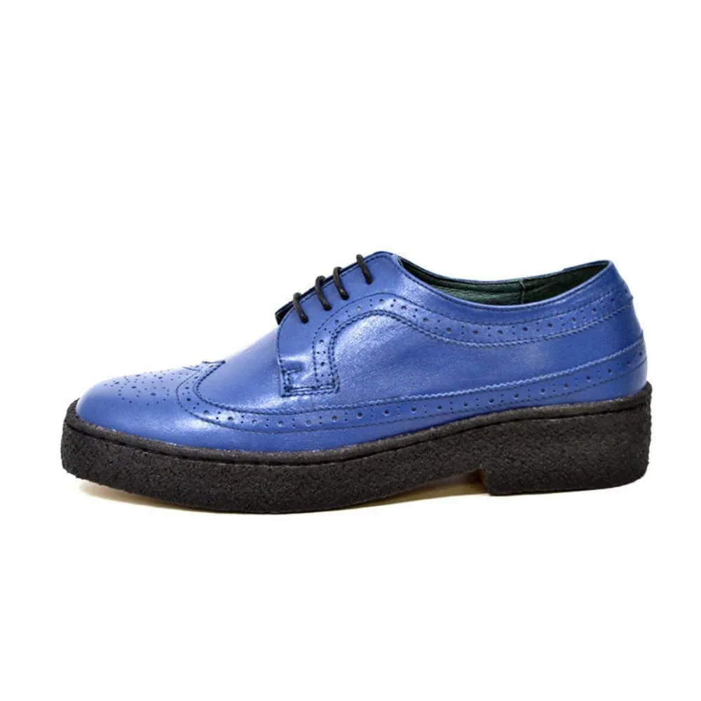 British Walkers Playboy Originals Wingtip Low Cut Men's Cobalt Blue Leather Oxfords