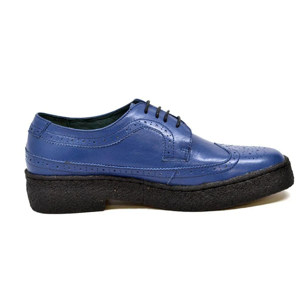 British Walkers Playboy Originals Wingtip Low Cut Men's Cobalt Blue Leather Oxfords