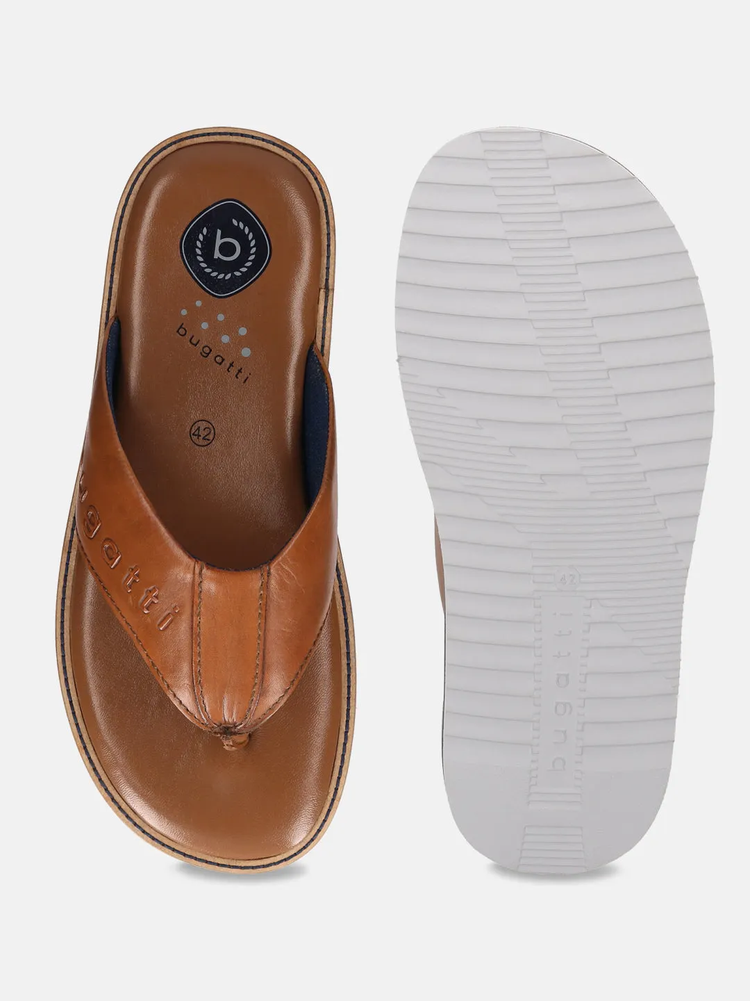 bugatti Cognac Premium Leather Sandals