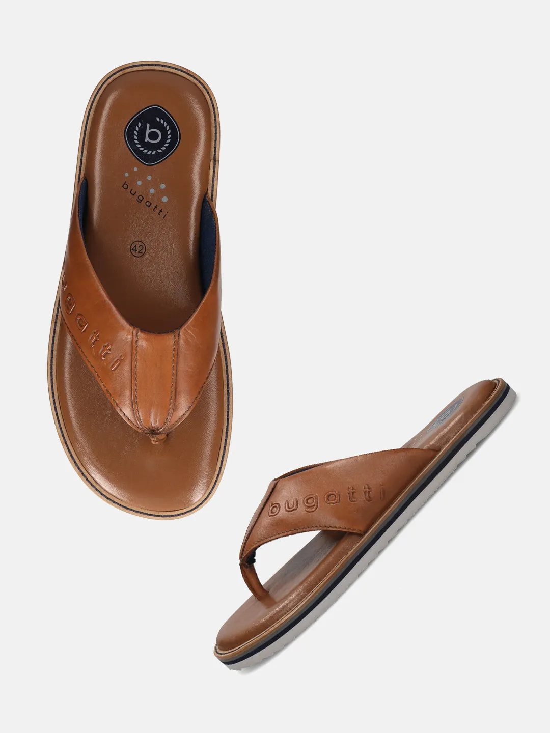 bugatti Cognac Premium Leather Sandals