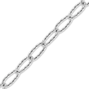 Bulk / Spooled Elongated Textured Cable Chain in Sterling Silver (2.70 mm - 4.40 mm)