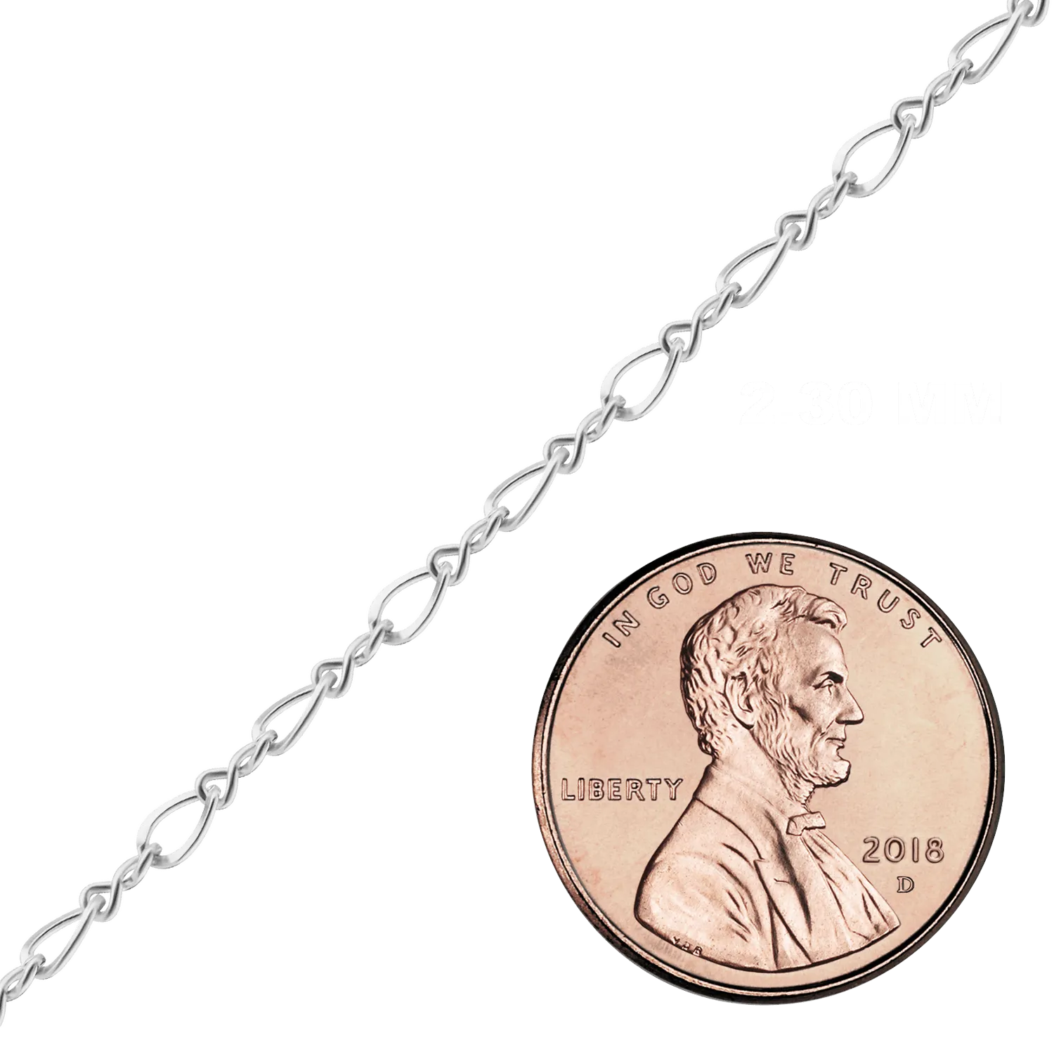 Bulk / Spooled Figure Eight Chain in Sterling Silver (2.30 mm - 5.60 mm)