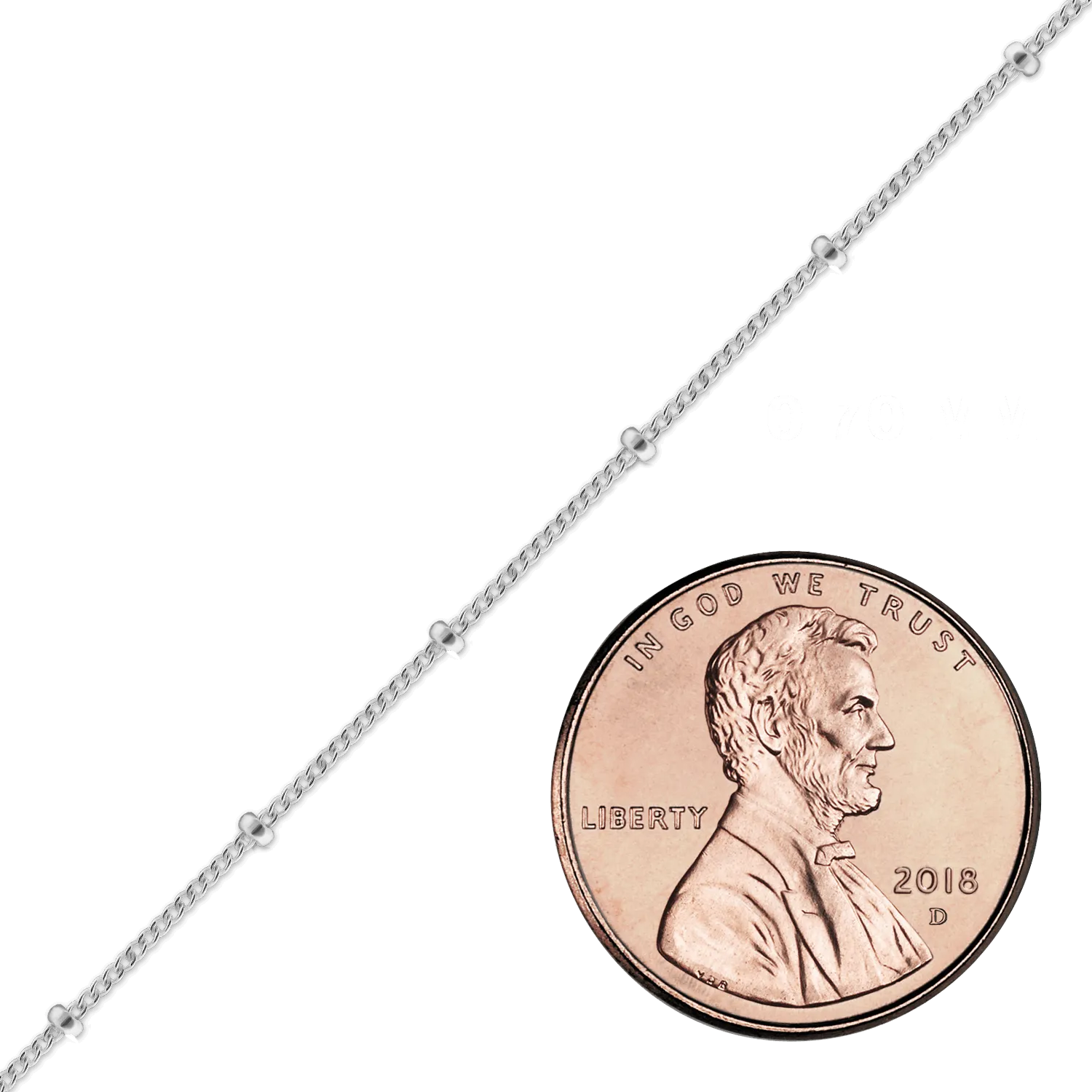 Bulk / Spooled Rolo Stud (Satellite) Chain in Sterling Silver (0.70 mm)
