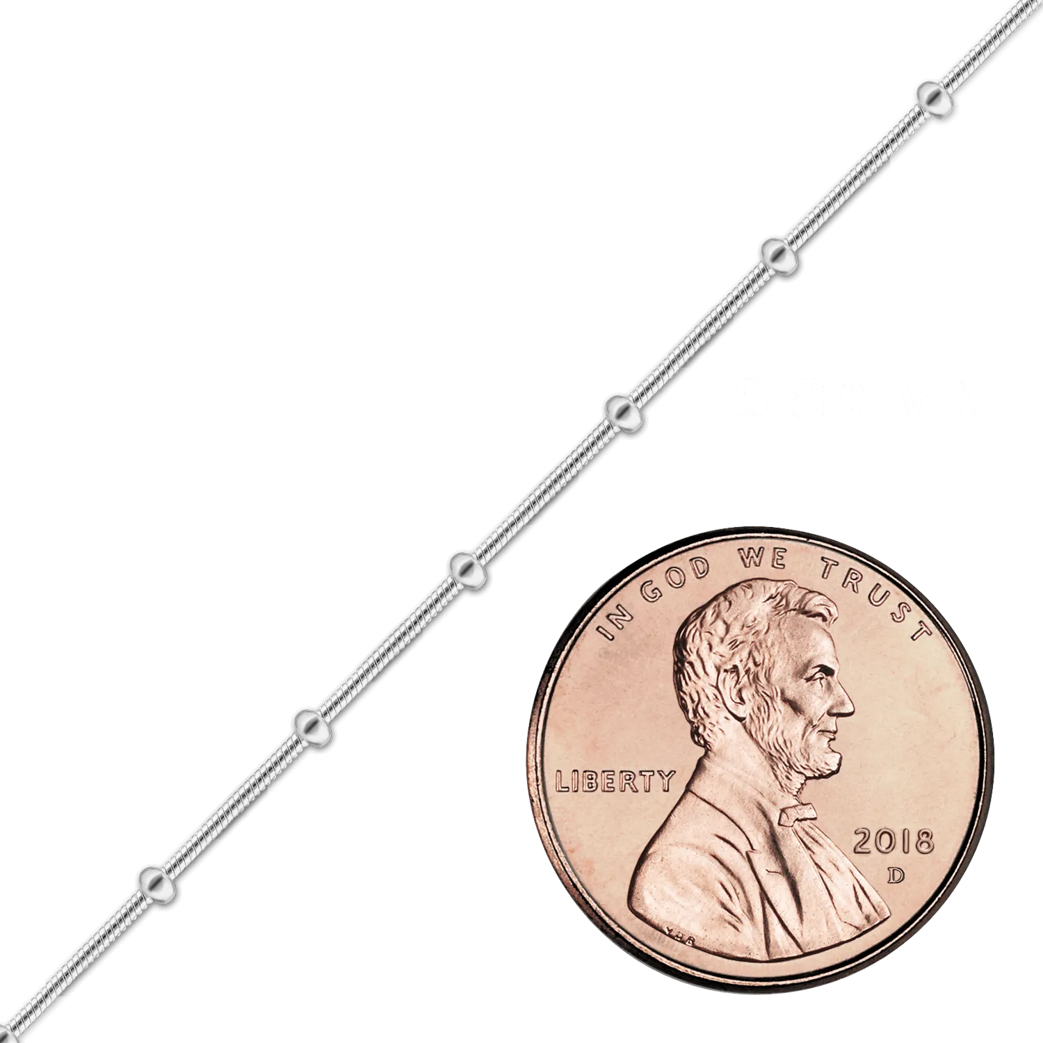 Bulk / Spooled Snake Stud (Satellite) Chain in Sterling Silver (0.80 mm)
