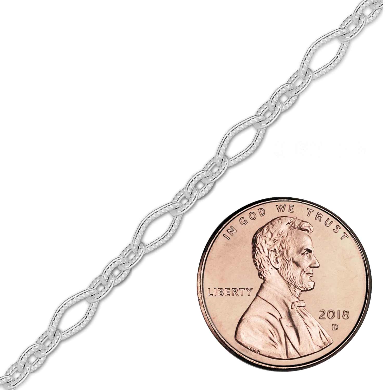 Bulk / Spooled Textured Fancy Cable Chain in Sterling Silver (3.60 mm)