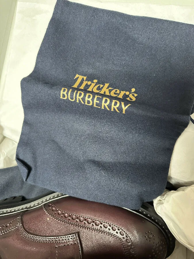 Burberry x Trickers men's burgundy leather brogue shoes