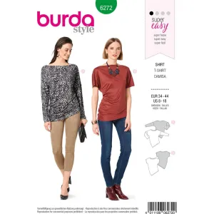 Burda Style Pattern B6272 Misses' Knit Tops with Asymmetric Hemline
