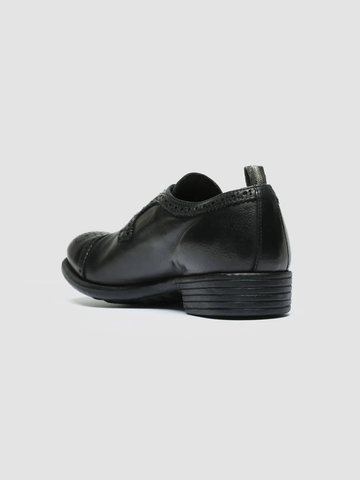CALIXTE 022 - Black Leather Brogue Derby Shoes