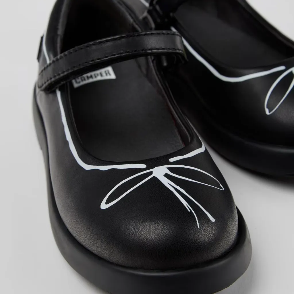 Camper For Kids Black Leather Mary Jane Shoes