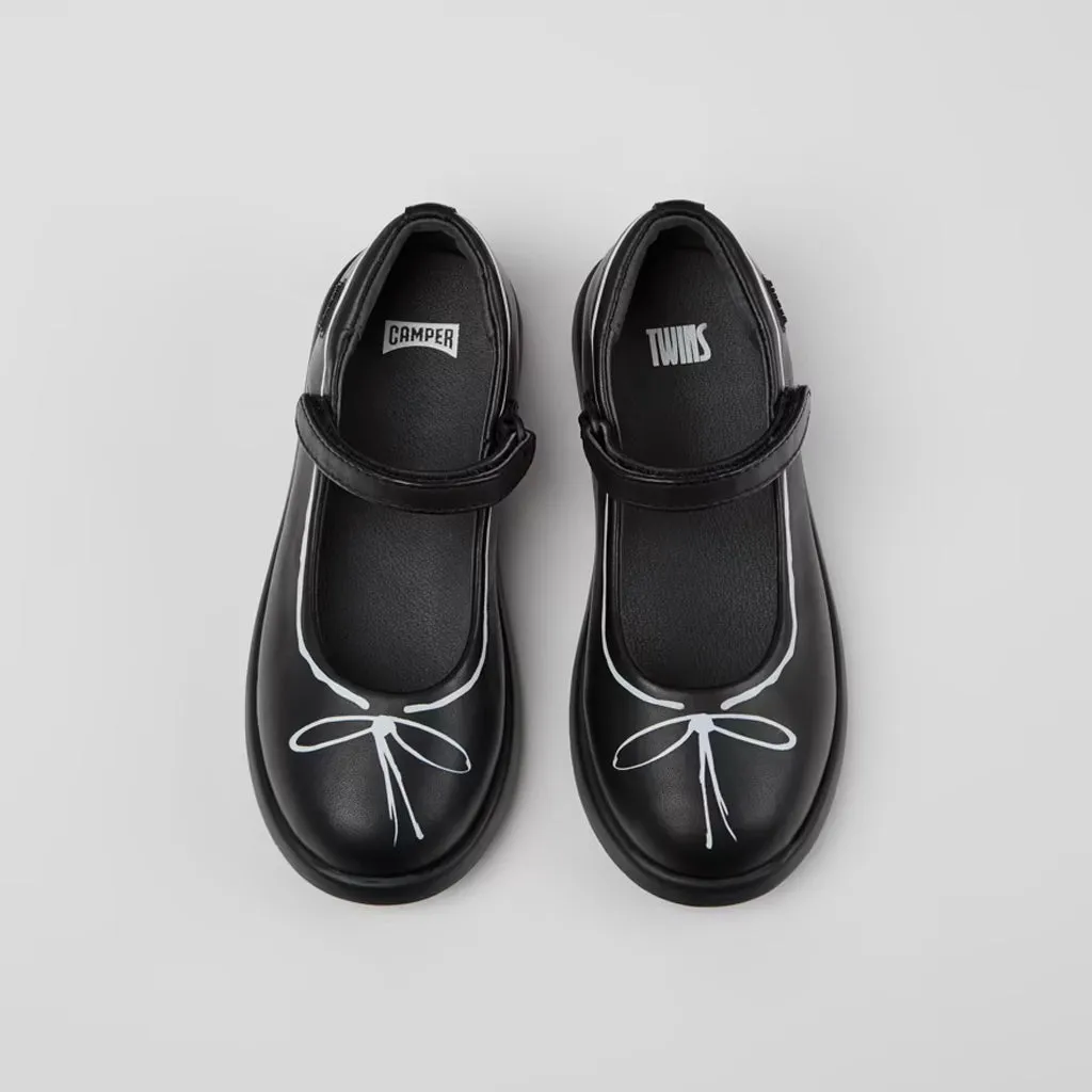 Camper For Kids Black Leather Mary Jane Shoes