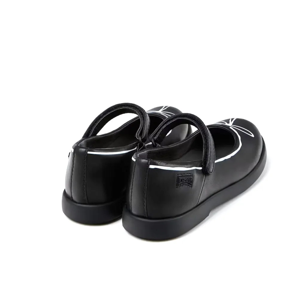 Camper For Kids Black Leather Mary Jane Shoes