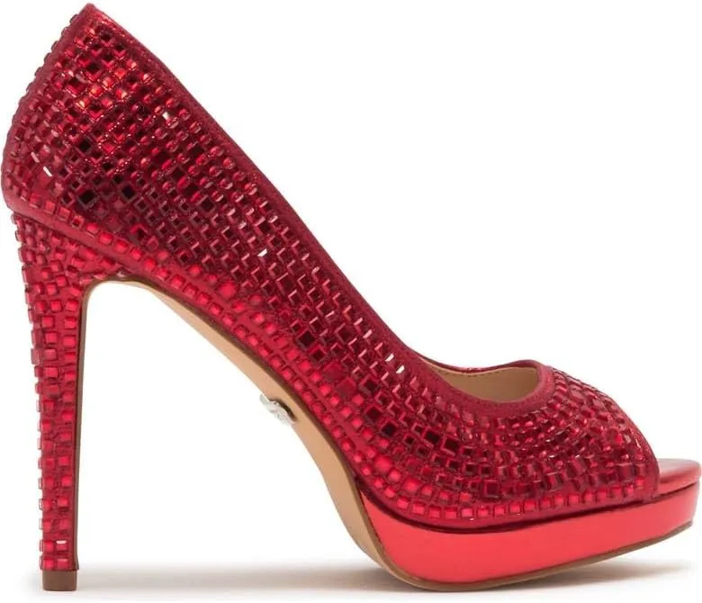 Candie 12 Rhinestone Peep Toe Platform Wedding Prom Dress Pumps