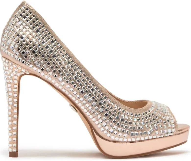 Candie 12 Rhinestone Peep Toe Platform Wedding Prom Dress Pumps