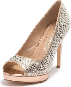 Candie 12 Rhinestone Peep Toe Platform Wedding Prom Dress Pumps