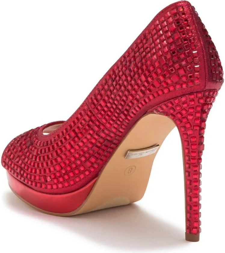Candie 12 Rhinestone Peep Toe Platform Wedding Prom Dress Pumps