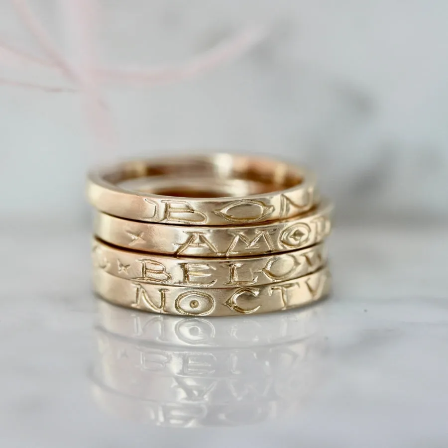 Carpe Noctum Engraved Gold Band