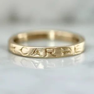 Carpe Noctum Engraved Gold Band