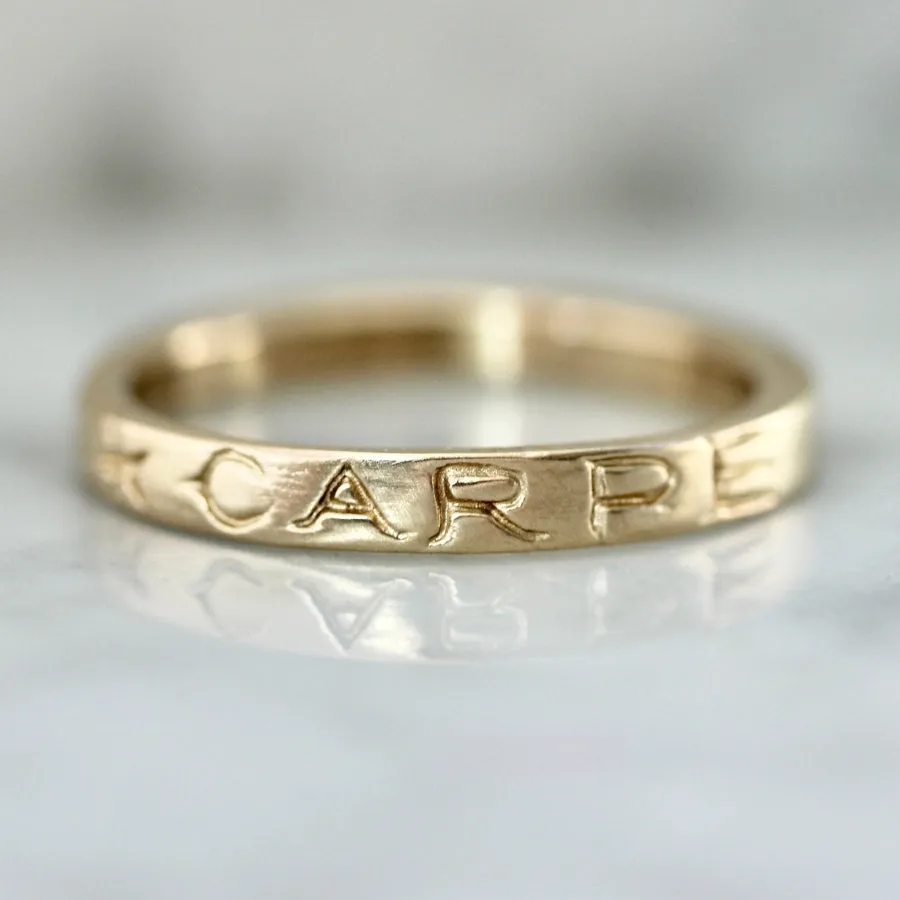 Carpe Noctum Engraved Gold Band