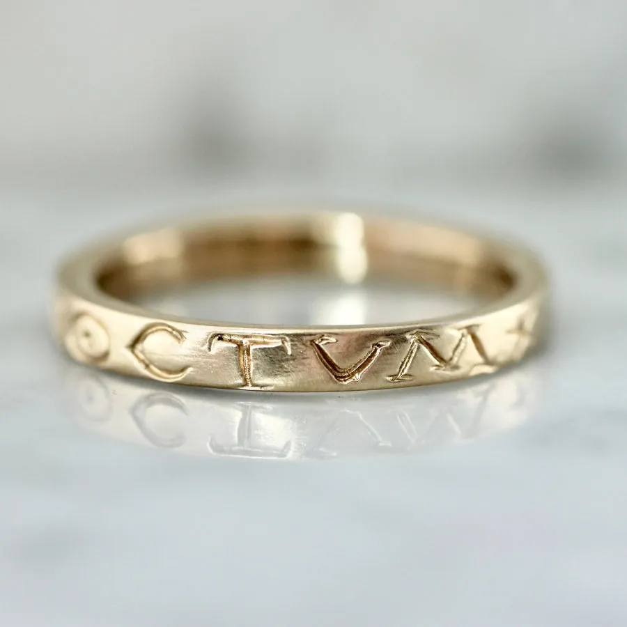 Carpe Noctum Engraved Gold Band