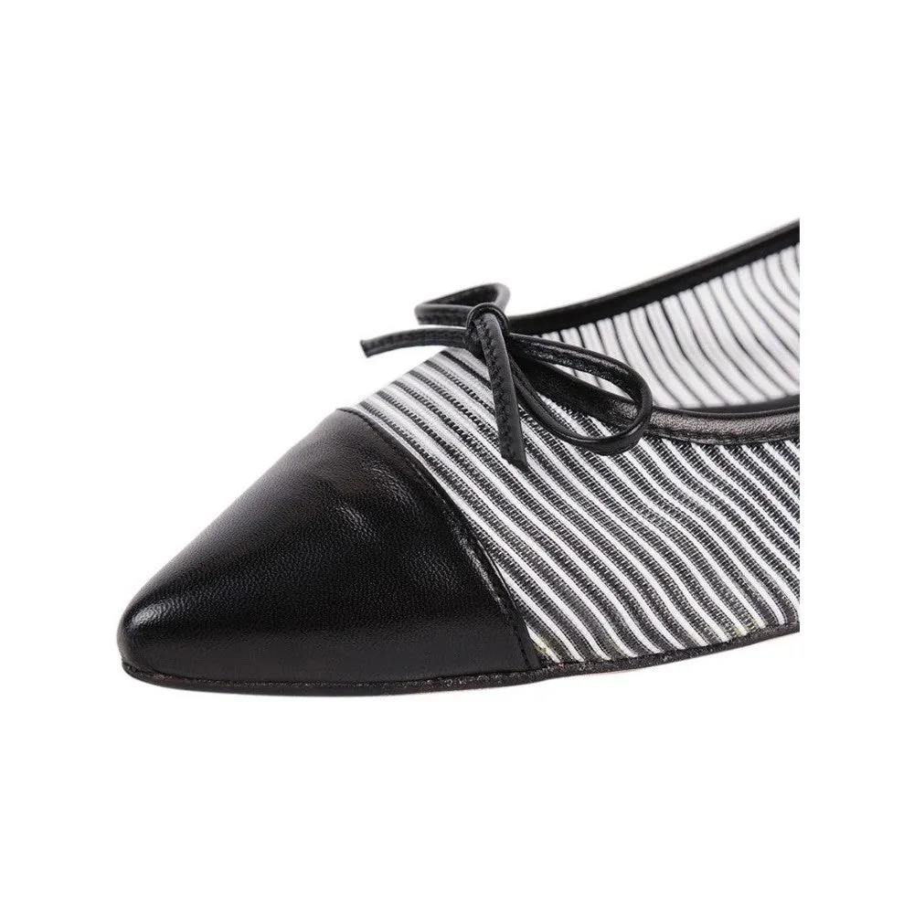 Caspe Black and White Jon Josef Mesh and Leather Flat