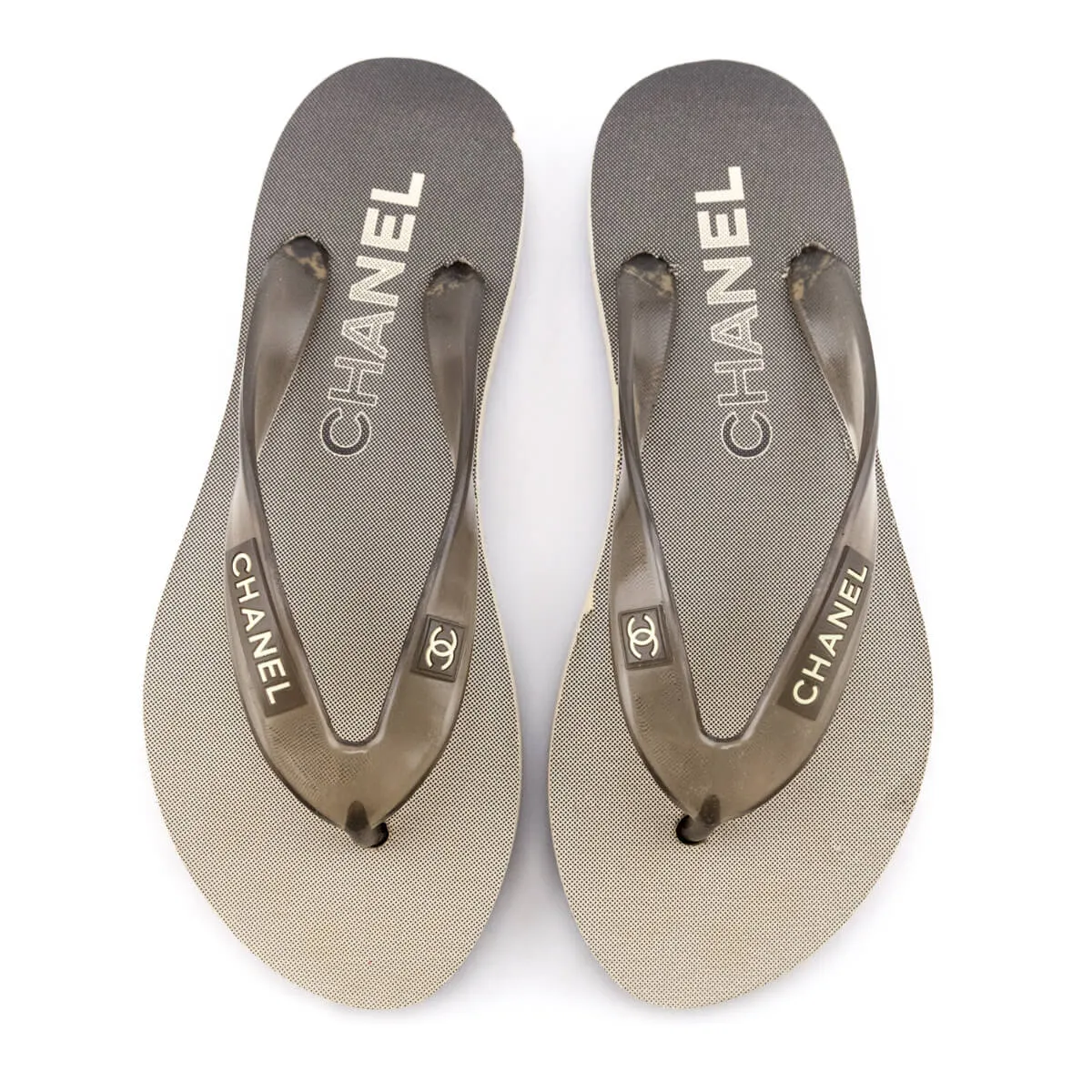 Chanel Gray Ombre Rubber Beach Flip Flops Size US 7 | EU 37