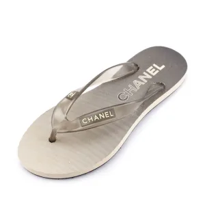 Chanel Gray Ombre Rubber Beach Flip Flops Size US 7 | EU 37