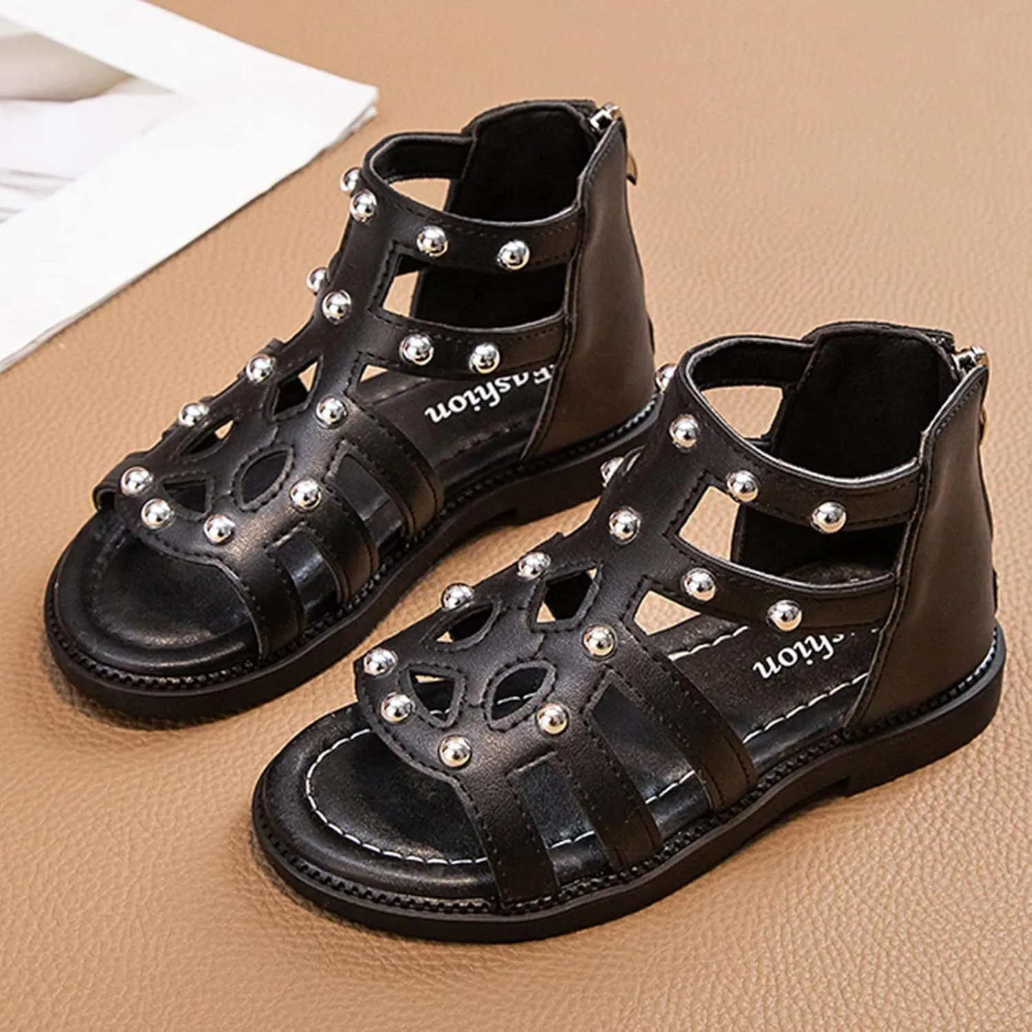 Children Shoes Flat High Top Sandals Fashion Summer Little Girl Beads High Top Princess Toddlers Sandals for