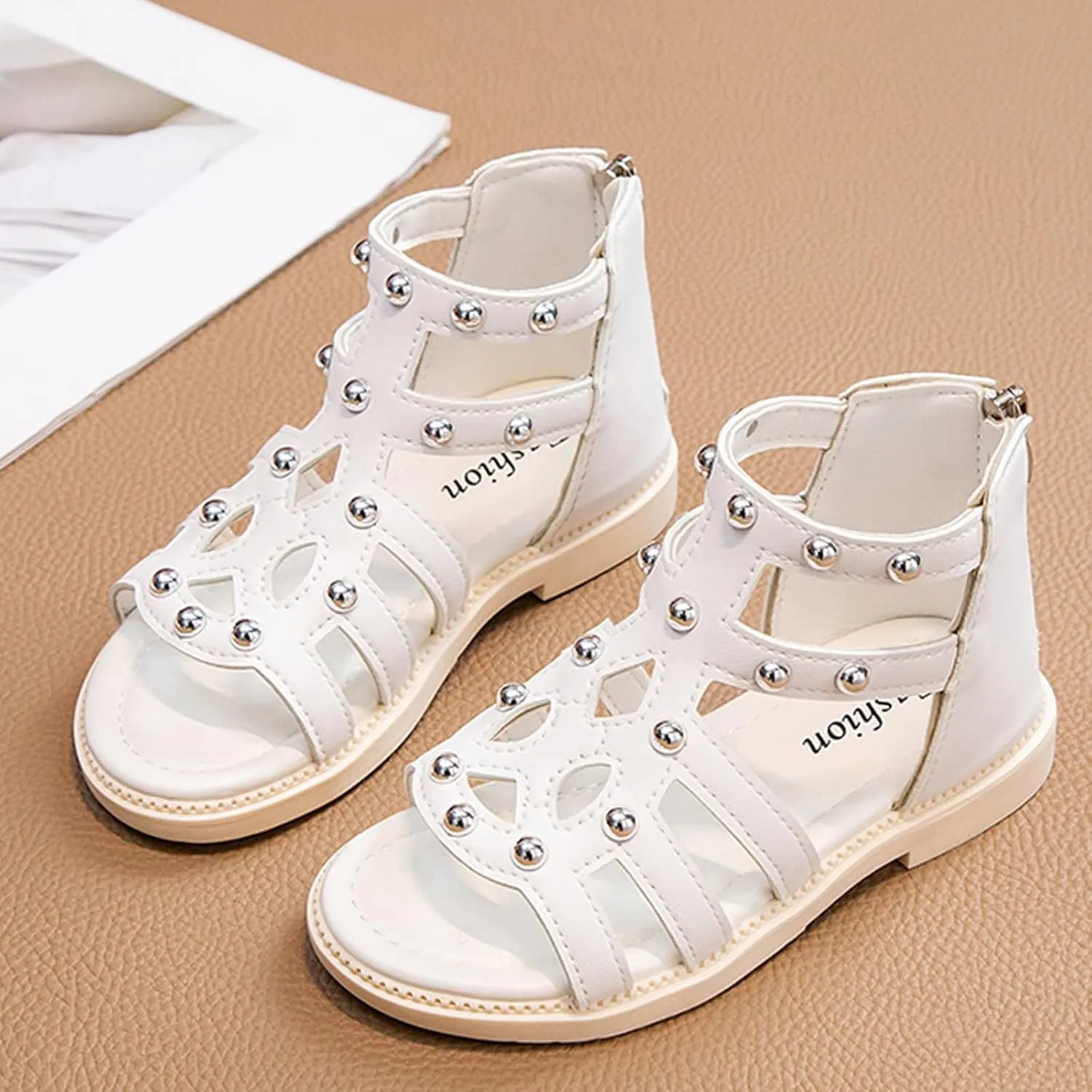 Children Shoes Flat High Top Sandals Fashion Summer Little Girl Beads High Top Princess Toddlers Sandals for