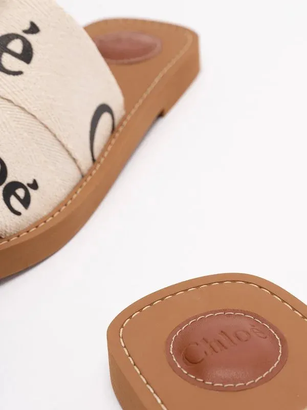 CHLOE WOODY FLAT MULE - BEIGE