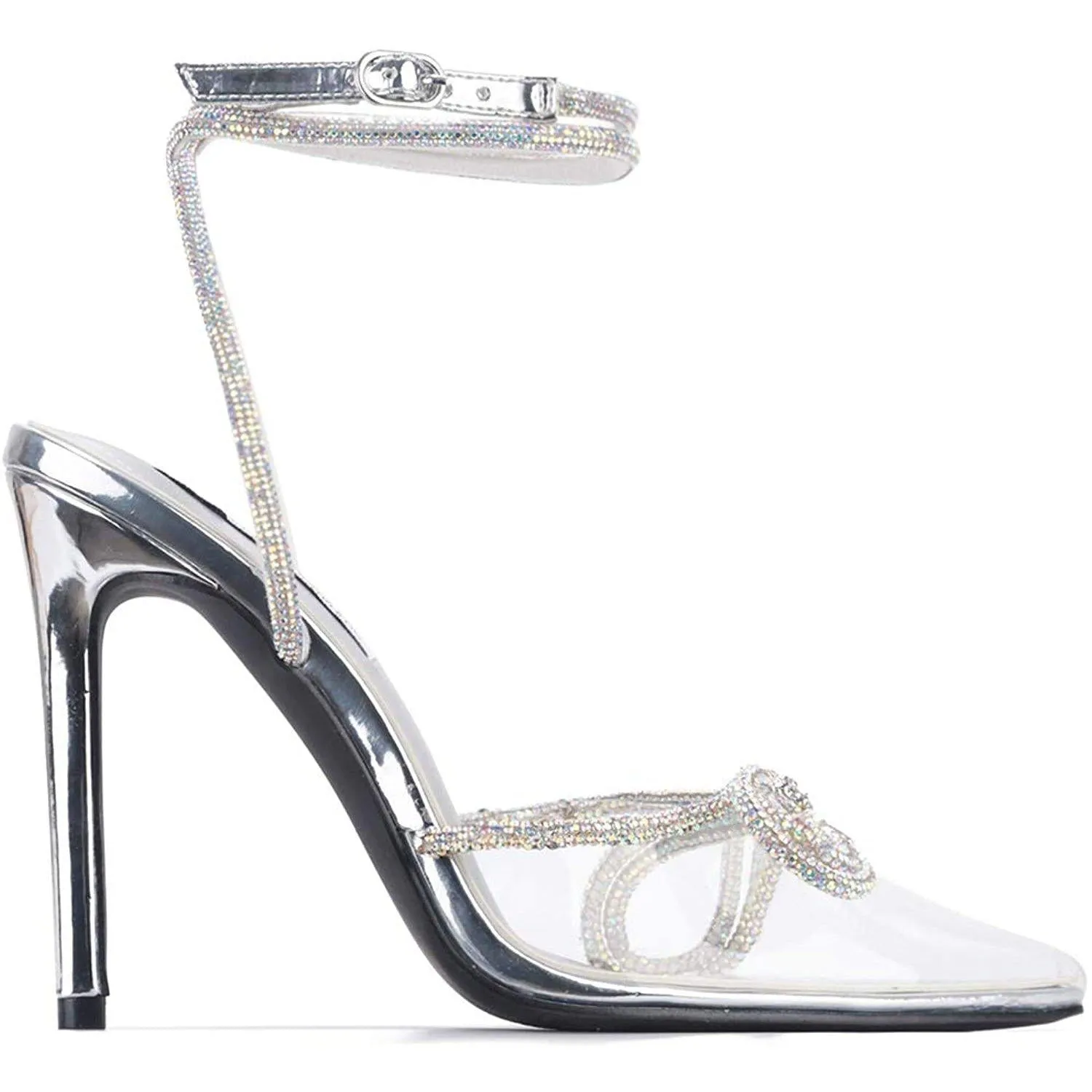 Christie Rhinestone Bow Clear Heels