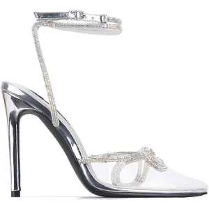 Christie Rhinestone Bow Clear Heels