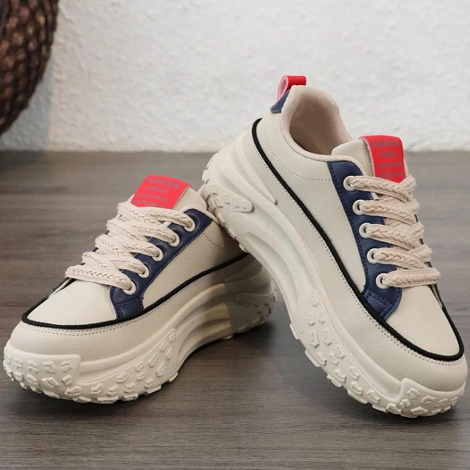 Chunky Sneakers for Women Trendy, Fashion Sneakers for Women 2024 Platform,Comfortable Canvas Tennis Shoes for Women Low Top Casual Lace Up Fashion Walking Sneakers