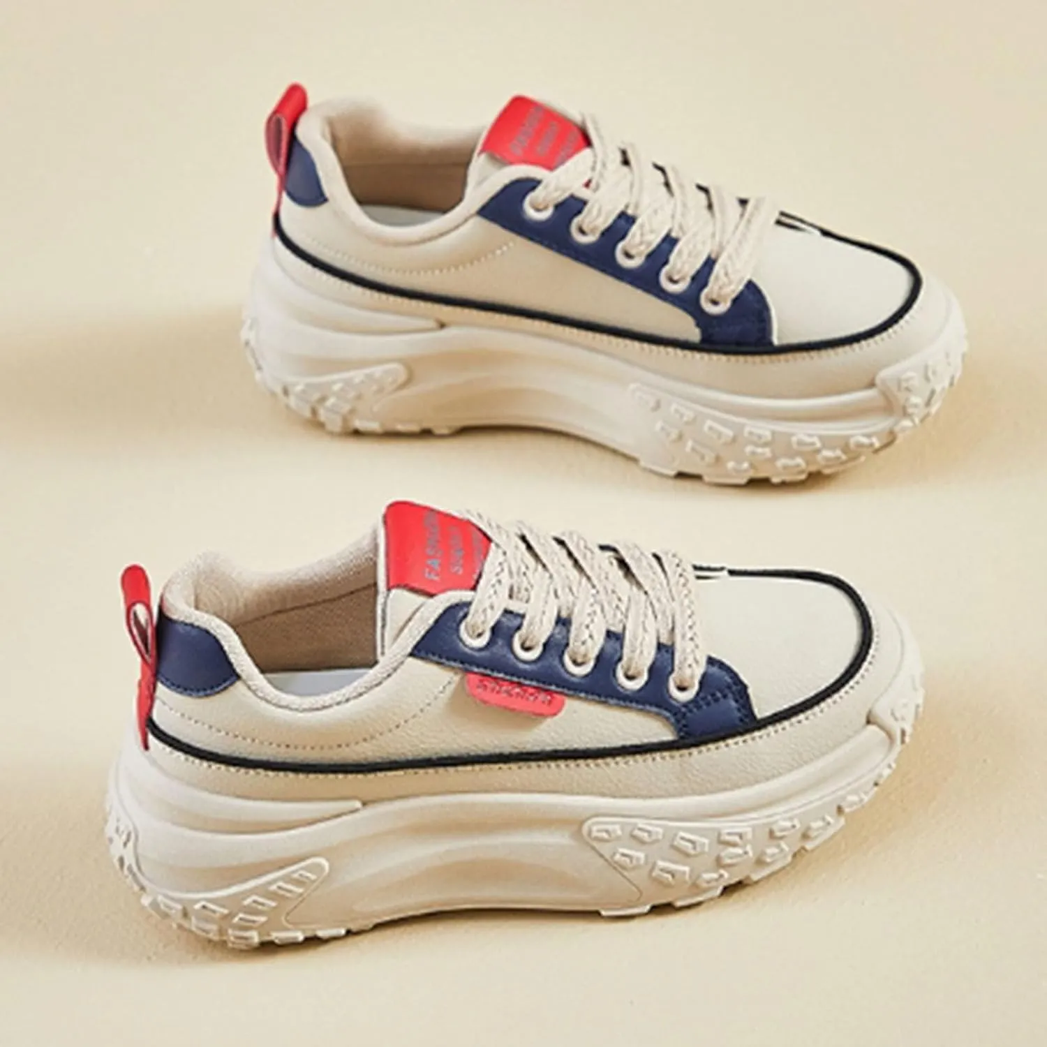 Chunky Sneakers for Women Trendy, Fashion Sneakers for Women 2024 Platform,Comfortable Canvas Tennis Shoes for Women Low Top Casual Lace Up Fashion Walking Sneakers