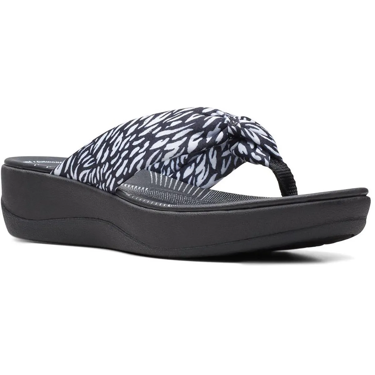 Clarks Women's Arla Glison Fabric Ortholite Wedge Thong Flip Flop Sandal