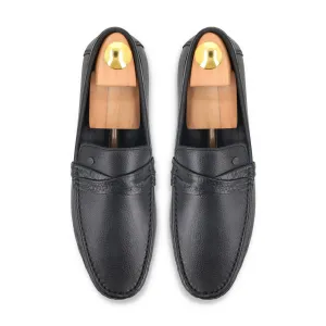 Classic Cross Stripped Moccasins - Black