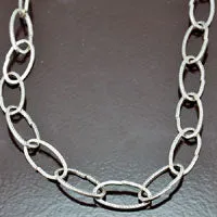 Classic Silver Dented Cable Chain Necklace EA