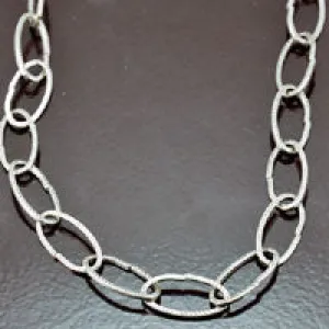 Classic Silver Dented Cable Chain Necklace EA