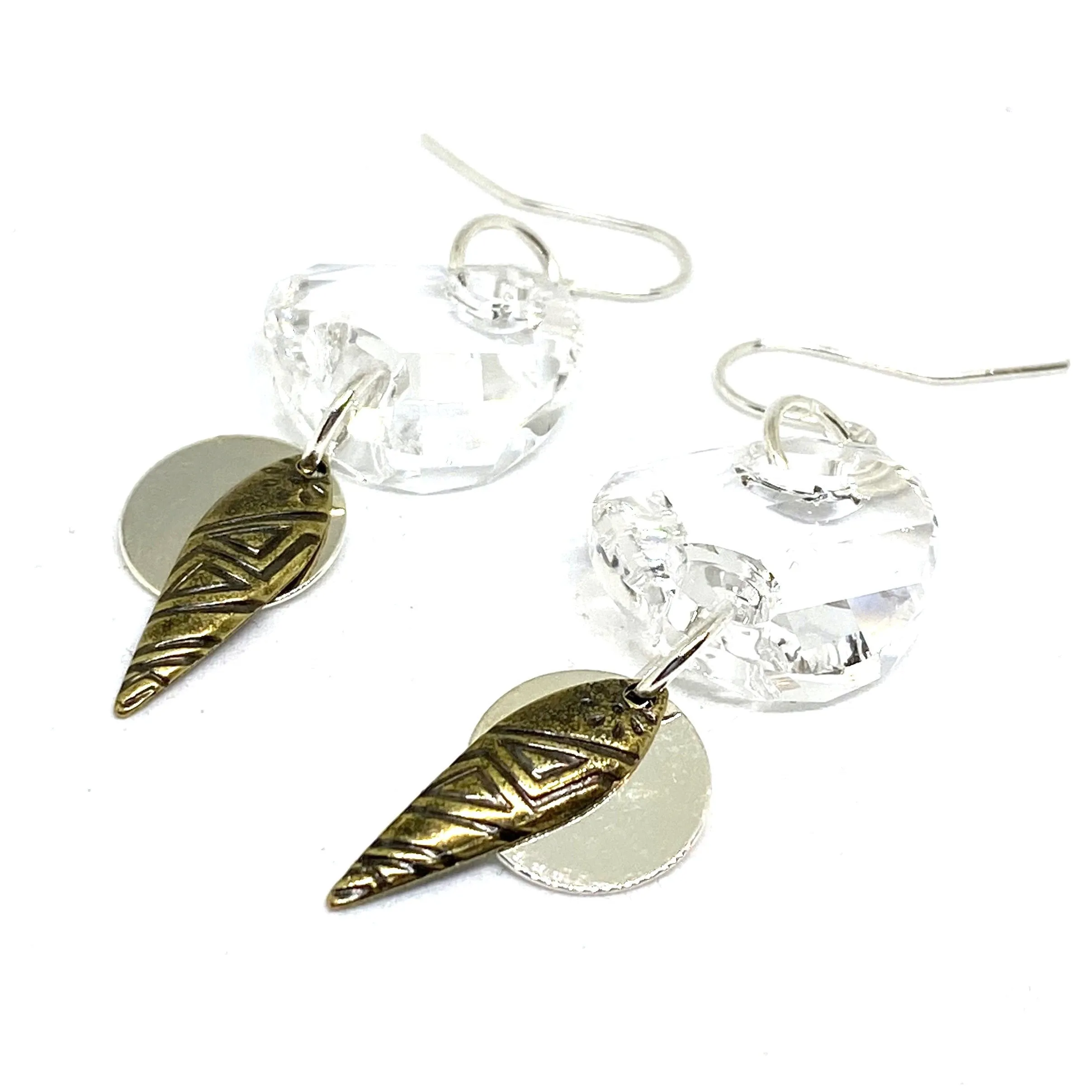 Clear Crystal Tribal Dangle Earrings