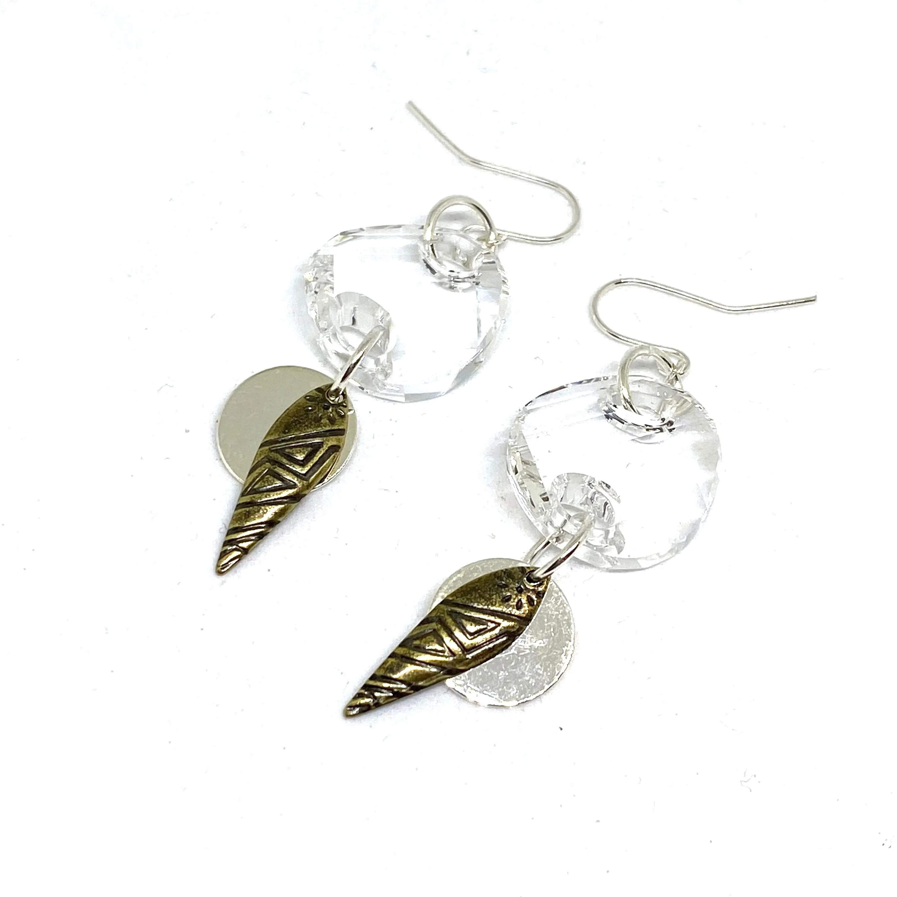 Clear Crystal Tribal Dangle Earrings