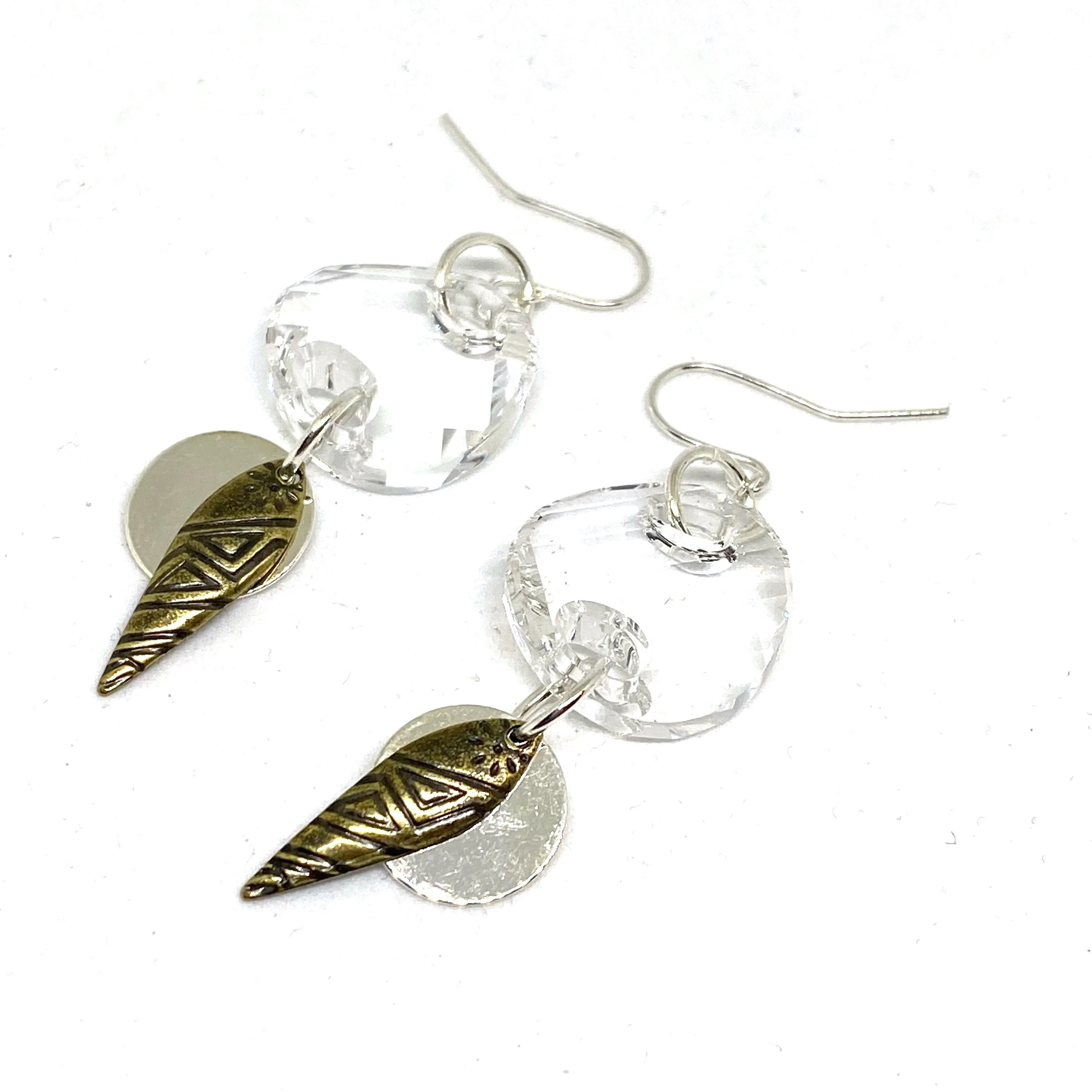 Clear Crystal Tribal Dangle Earrings