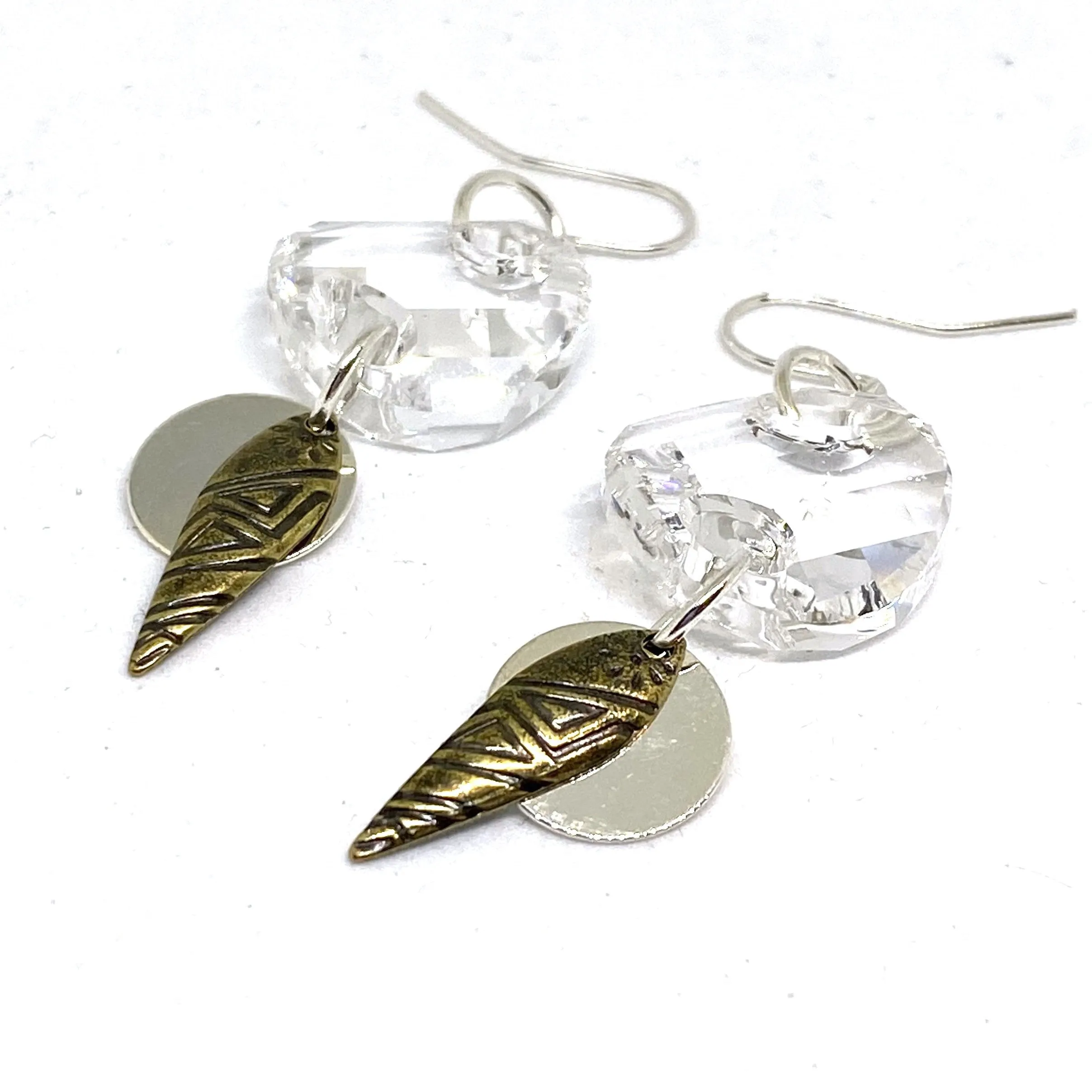 Clear Crystal Tribal Dangle Earrings